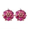 Flower Shaped Rose Red Crystal Earrings